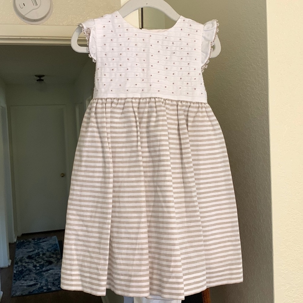 NWT Luli & Me Sweet white and tan toddler dress